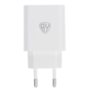 Сетевое зарядное устройство BY Double 10Вт, 2xUSB, 2А, 5В,110-240В, 50-60Гц, пластик белый