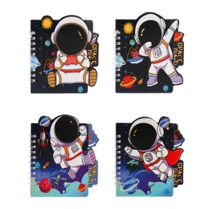 Записная книжка фигурная на спирали, 11х13см, 48л, "Космонавты", обложка картон, 4 дизайна