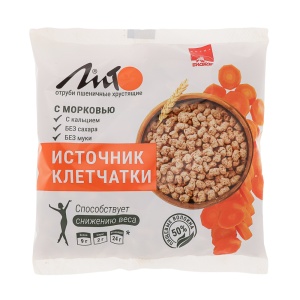 БАД к пище Отруби Лито пшеничные хрустящие, с кальцием и морковью, 100г