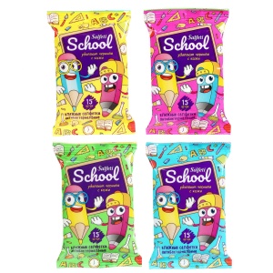 Влажные салфетки Salfeti School, антибактериальные, п/э, 15шт