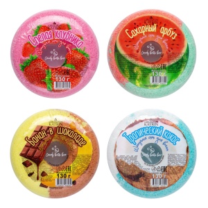 Соль для ванн шипучая Пончик Candy bath bar, 4 вида, 130 г