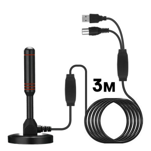 ТВ-антенна Орбита OT-ANT01 (Комнатная, с усилителем, USB) USB,25дБ