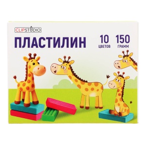 Пластилин 10цв. ClipStudio 150 гр. в картонном выдвижном пенале