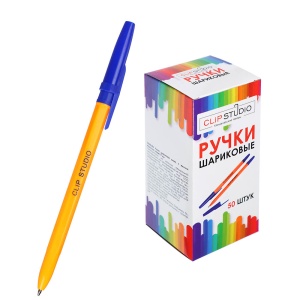 Ручка шариковая ClipStudio синяя, наконечник 0,7 мм, желтый корпус