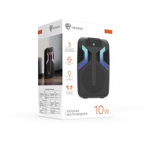 Колонка беспроводная BY VibeGo, 10Вт, светомузыка, 1500мАч, USB, ВШГ36x24x20см, чёрный