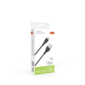Кабель для зарядки USB(A)-microUSB BY Balance, 18Вт, 1 м, 2.4A, PVC, чёрный