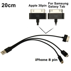 Кабель Орбита TS-3140 (USB - 2 разъема Apple 30pin/microUSB, 20 см.,черный)