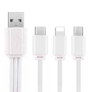 Кабель OL-333 3 в 1 Белый (USB - microUSB + Type-C+Lightning)