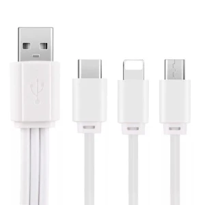 Кабель OL-333 3 в 1 Белый (USB - microUSB + Type-C+Lightning)
