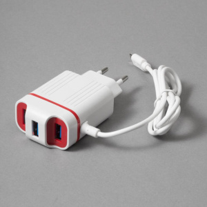 Сетевое зарядное устройство OL-628 Красный (microUSB)