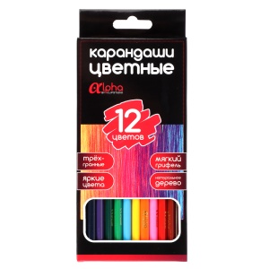 Карандаши 12цв. ClipStudio Альфа 3-гранные заточ., дерево, 2М, улучш.прокрас, к/к, ПРЕМИУМ