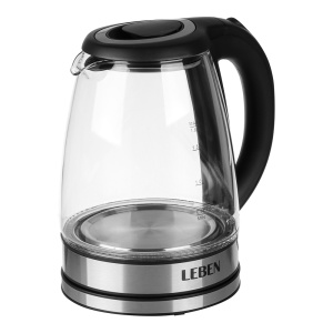 LEBEN Чайник электрический 1,8л стекло, черный