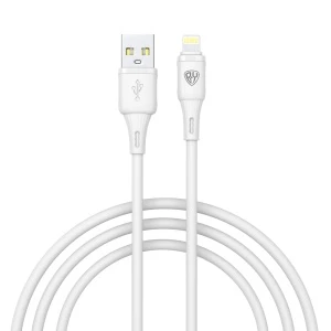 Кабель для зарядки USB(A)-iP BY Twist, 12Вт, 1 м, 2.4A, гибкий силикон, белый